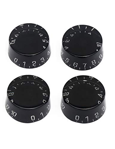 Metallor Electric Guitar Top Hat Knobs Speed Volume Tone Control Knobs Compatible with Les Paul LP Style Electric Guitar Parts Replacement Set of 4Pcs. (Black)