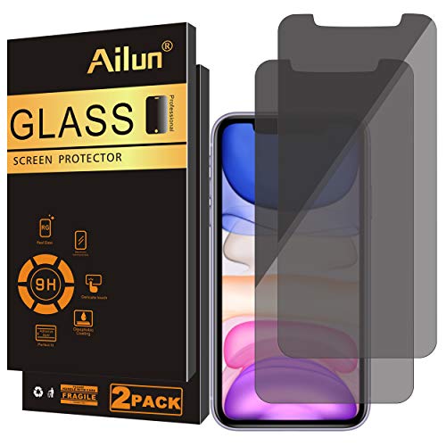Book Cover Ailun Privacy Screen Protector for iPhone 11/iPhone XR 6.1Inch 2 Pack Japanese Glass Anti Spy Private Case Friendly, Tempered Glass [Black]
