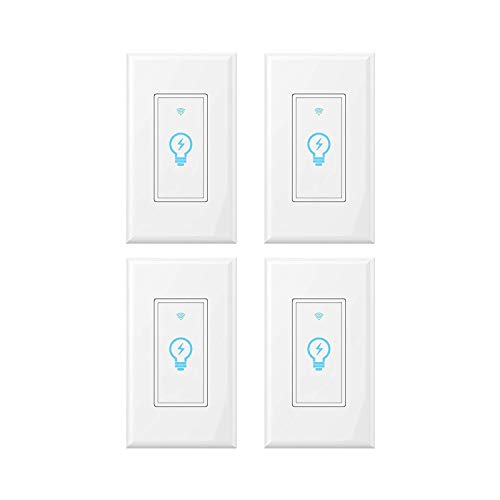 WiFi Light Switch Smart Light Switch Alexa Compatible with Google Home, Smart Wall Switch with Remote Control, Schedule Timer, Neutral Wire is Needed, KULED Touch Light Switches 4Pack