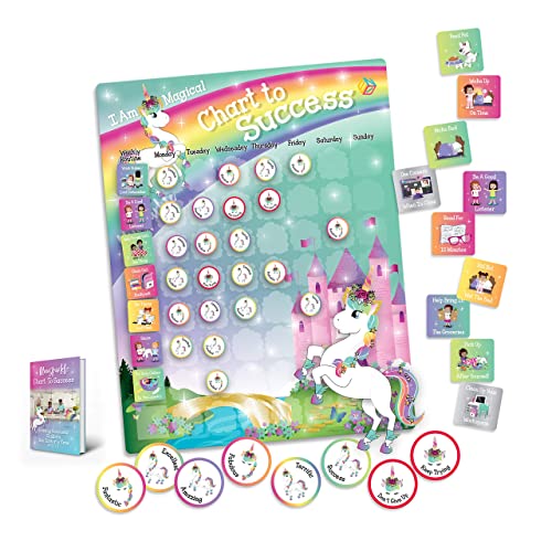 Book Cover Unicorn Chart to Success| Magnetic Dry Erase| Daily Routine Responsibility Chore Chart for Kids| 80 Reward Tiles| 70 Tasks, Including Behavior and Self-Care| Fun Design for Girls| Raising a Star