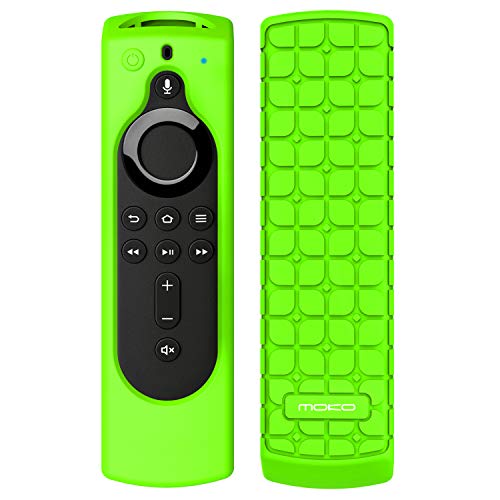 MoKo Silicone Remote Case Fits Fire TV Stick Lite 2020, Fire TV Stick 4K 2018, Fire TV Cube, Fire TV (3rd Gen) with 5.6" Alexa Voice Remote (2nd Gen), Shockproof Protective Cover - Fluorescent Green
