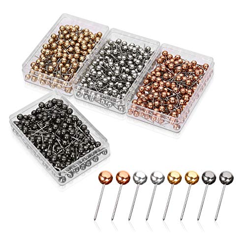 Little Otter Metal Push Pins (800pcs) - 4 Decorative Metallic Colors Thumb Tacks Map Pins l Great for Scratch Travel Map, Bulletin Board, Cork Board,Shadow Box l DIY Cubicle Wall Photo Decoration