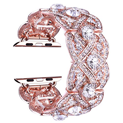 VIQIV Bling Bands for Apple Watch 40mm 44mm Iwatch Series 4 3 2 1, Diamond Rhinestone Stainless Steel Metal Bracelet Wristband Strap for Women