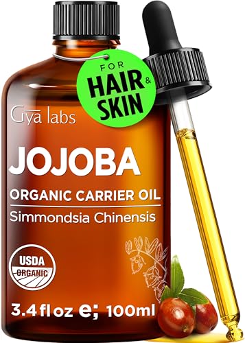 Gya Labs Organic Jojoba Oil for Hair Growth, Hydrated Skin & Healthy Nails - 100% Pure, Natural, Cold Pressed, Unrefined & Hexane Free Carrier Oil Moisturizer for Dry Hair, Skin, Face & Nails (100ml)
