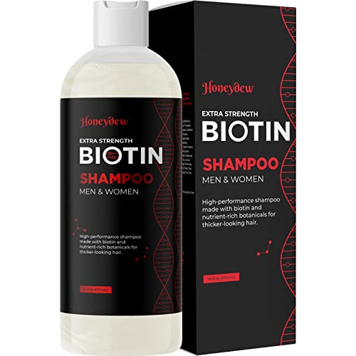 Extra Strength Volumizing Biotin Shampoo - Potent Zinc Keratin and Biotin Thinning Hair Shampoo with Rosemary Essential Oil for Fuller Looking Hair - Sulfate Free Shampoo for Dry Damaged Hair