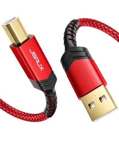JSAUX Printer Cable, 6FT USB Printer Cable USB 2.0 Type A Male to B Male Scanner Cord USB B Cable High Speed for HP, Canon, Epson, Dell, Brother, Lexmark, Xerox, Samsung etc and Piano, DAC