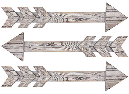 TIMEYARD Wood Arrows Wall Decor, Set of 3 Farmhouse Arrow Sign, Decorative Rustic Home Wall Hanging Decor