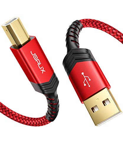 JSAUX Printer Cable, 15FT USB Printer Cable USB 2.0 Type A Male to B Male Scanner Cord USB B Cable High Speed for HP, Canon, Epson, Dell, Brother, Lexmark, Xerox, Samsung etc and Piano, DAC