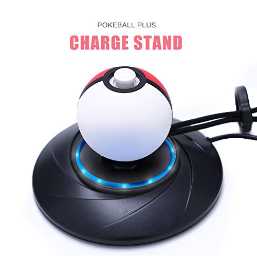 Book Cover Charger Stand for Poke Ball Plus, Charger Dock Station for Nintendo Switch Pokemon Lets Go Pikachu Lets Go Eevee Poke Ball Plus Controller with 4.9ft USB Type C Charging Cable