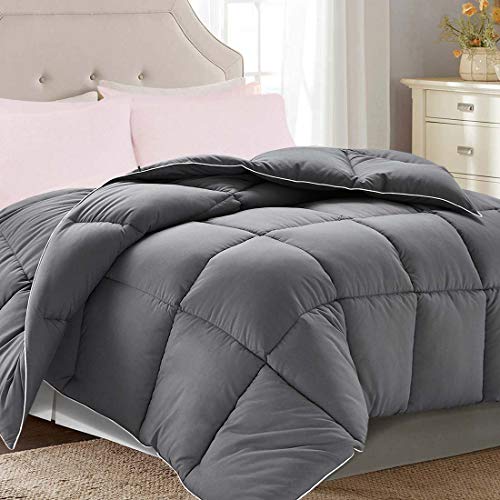 Book Cover Brermer Soft Queen Goose Down Alternative Comforter, All Seasons Puffy Warm Duvet Insert with 8 Corner Tabs, Luxury Reversible Hotel Collection, 88