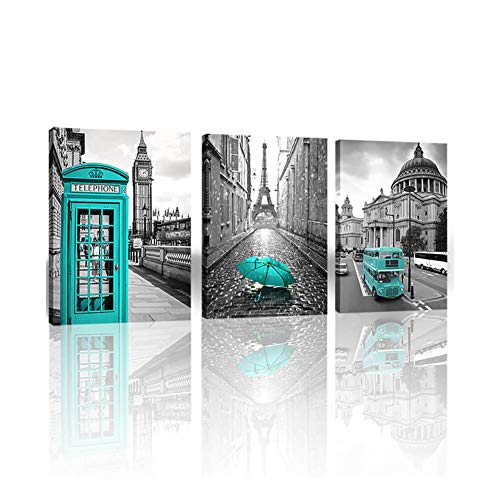 Book Cover Paris Decor Wall Art for Bedroom London Big Ben Tower Canvas Prints Pictures for bedroom Black and White Morden Canvas Wall Art Painting Giclee Europe Buildings Picture Wall Decoration for Living Room