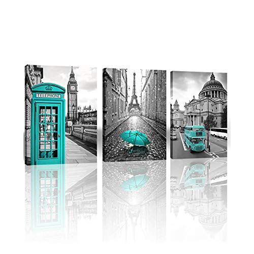 Paris Decor Wall Art for Bedroom London Big Ben Tower Canvas Prints Pictures for bedroom Black and White Morden Canvas Wall Art Painting Giclee Europe Buildings Picture Wall Decoration for Living Room