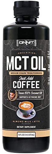 Book Cover Onnit Emulsified MCT Oil for Keto Coffee | Perfect Keto Creamer - Mixes Easily in Keto Shakes and Foods | Almond Milk Latte Flavor (16oz)