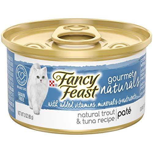 Book Cover Purina Fancy Feast Grain Free, Natural Pate Wet Cat Food, Gourmet Naturals Trout & Tuna Recipe - (12) 3 oz. Cans