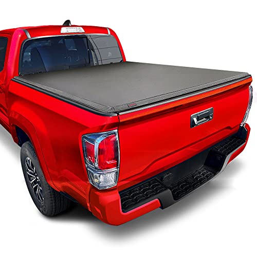 MaxMate Tri-Fold Truck Bed Tonneau Cover Works with 2016-2018 Toyota Tacoma | Fleetside Bed | for Models with or Without The Deckrail System