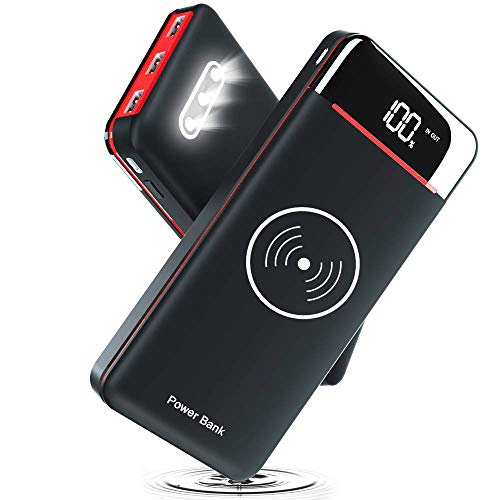 RLERON Wireless Portable Charger 25000mAh Power Bank Battery Pack with Three Outputs&Dual Inputs Huge Capacity Backup Battery Compatible Smartphone,Tablet and More