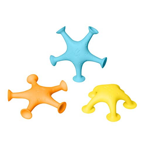 Book Cover Ubbi Starfish Stretch and Suction Bath Toys, Set of 3 Dishwasher Safe Baby and Toddler Toys
