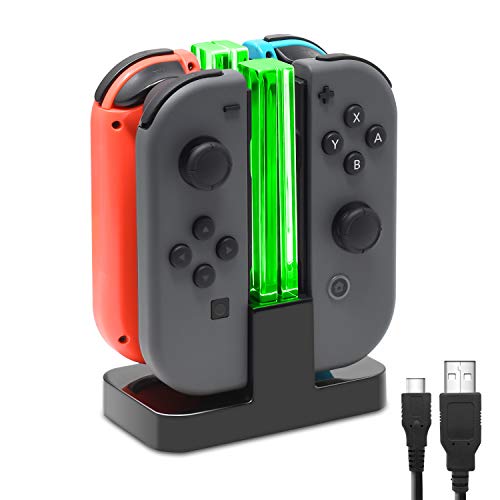 Book Cover FastSnail Joy-Con Charging Dock Compatible with Nintendo Switch with Lamppost LED Indication, Joy-Cons Charger Stand Station with Charging Cable