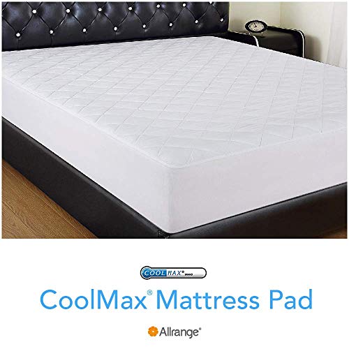 Book Cover Allrange Breathable Coolmax Quilted Mattress Pad, Coolmax and Cotton Fabric Cover, Snug Fit Stretchy to 18