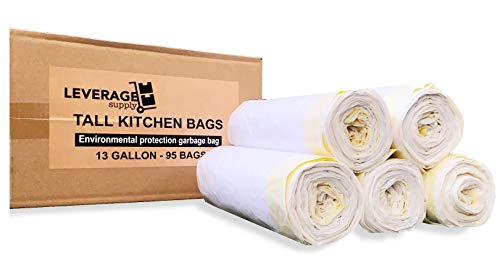 Eco Friendly: 13 Gallon Tall Kitchen Drawstring Trash Bags (95 Counts) - Leverage Supply