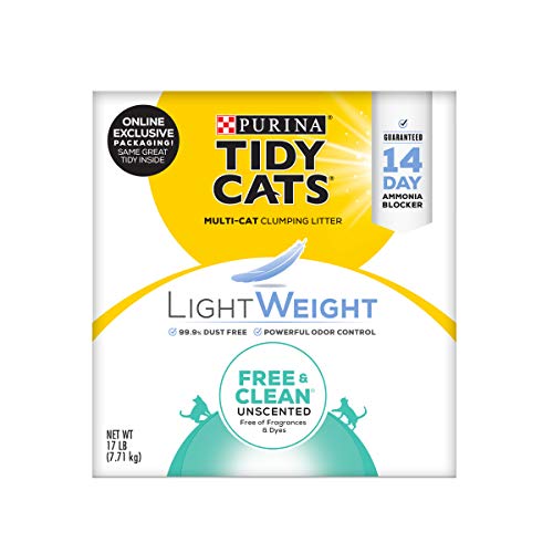 Purina Tidy Cats Light Weight, Low Dust, Clumping Cat Litter, LightWeight Free & Clean Unscented, Multi Cat Litter - 17 lb. Box