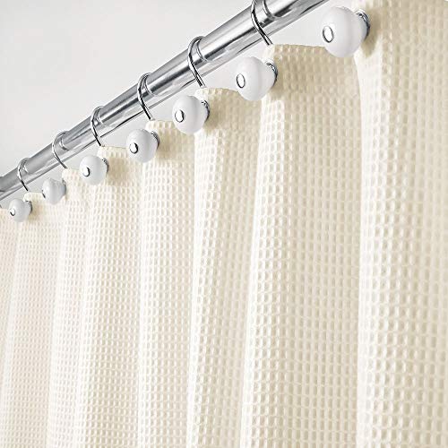 Book Cover mDesign Hotel Quality Polyester/Cotton Blend Fabric Shower Curtain with Waffle Weave and Rust-Resistant Metal Grommets for Bathroom Showers and Bathtubs - 72