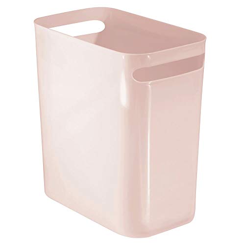 Book Cover mDesign Slim Plastic Rectangular Large Trash Can Wastebasket, Garbage Container Bin with Handles for Bathroom, Kitchen, Home Office, Dorm, Kids Room - 12