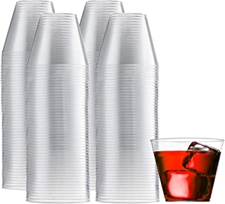 Book Cover 200 Clear Plastic Cups 9 Oz Old Fashioned Tumblers Fancy Disposable Wedding Party Cups Recyclable and BPA-Free