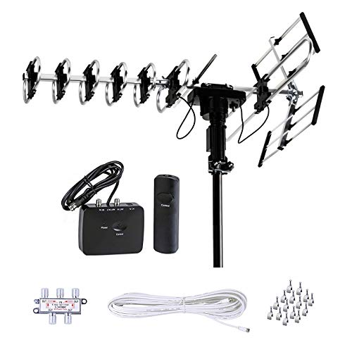 Book Cover FiveStar Outdoor HD TV Antenna 2019 Newest Model Up to 200 Miles Long Range with Motorized 360 Degree Rotation, UHF/VHF/FM Radio with Infrared Remote Control Advanced Design Plus Installation Kit