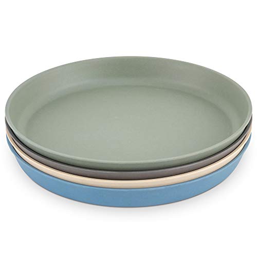 WeeSprout Bamboo Toddler Plates - 4 pc Set (8â€ x 8â€ x 1â€) - Best Eco-Friendly Dinnerware Plate Pack for Children, Big Kids and Baby - Dishwasher Friendly - Natural, BPA Free, Non-Toxic