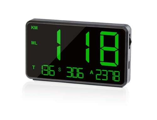 TIMPROVE Universal Digital Car HUD Head Up Display GPS Speedometer with Over Speed Alarm Tired Driving Warning Windshield Project for All Vehicle Bicycle Motorcycle (C80)