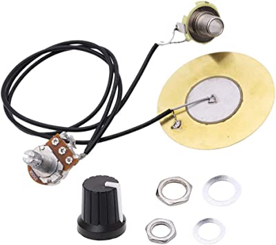 Book Cover Onown Pickup Wiring Kit PIckup Piezo 50mm Sensitive Transducer Pickups Prewired Amplifier with 6.35mm Output Jack for Cigar Box Guitars and Acoustic Instruments