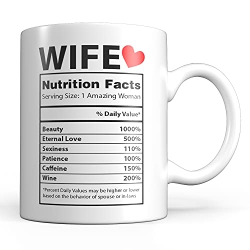 Light Autumn Coffee Mug for Wife - Gift for Women - Valentines Day Gift Ideas for Best Wife - Cute Anniversary, Birthday, VDay Gift - Nutrition Facts Printed on Both Sides - Ceramic, 11oz