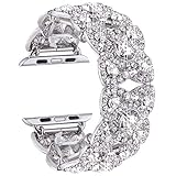 VIQIV Bling Bands for Compatitle Apple Watch 40mm 44mm Iwatch Series 4, Diamond Rhinestone Stainless Steel Metal Bracelet
