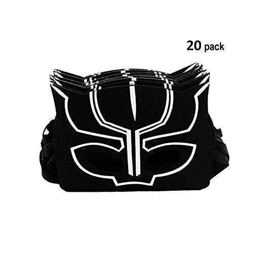 Book Cover Black Panther Masks For Kids | Pack of 20 | Party Favors | Party Supplies | Birthday | Reusable | Eco Friendly Felt Masks | Great Fit | By InstinctFir