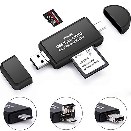 Memory Card Reader, Micro SD Card/TF USB C Card Reader and 3 in 1 USB Type C/Micro USB/USB Portable sdxc SD Card Adapters for PC & Laptop & Tablets & Smart Phones with OTG Function