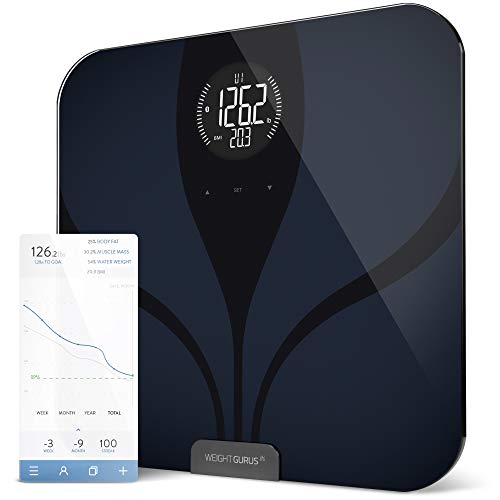 Greater Goods Bluetooth® Connected Body Fat Digital Bathroom Smart Scale (Black-Black LCD)