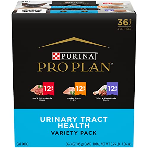 Purina Pro Plan Urinary Tract Cat Food, Wet Cat Food Variety Pack, Urinary Tract Health Entrees - (36) 3 oz. Cans