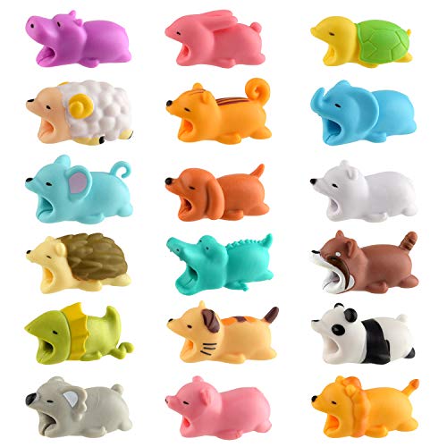TUPARKA 18 PCS Animal Cable Protector Cute Animal Charger Cord Saver USB Charging Cable Protector Works with Most Cell Phone Charging Cable