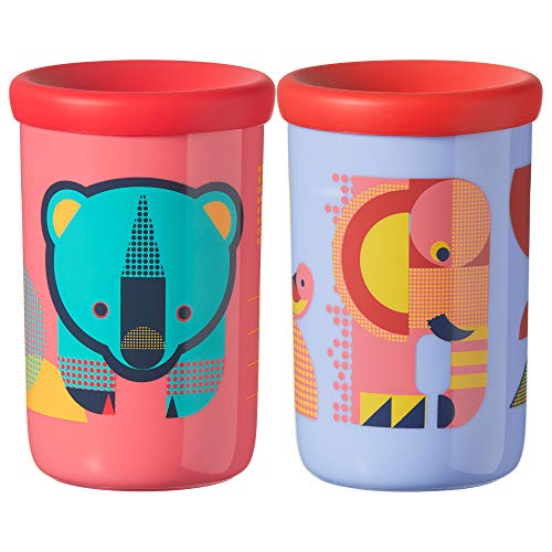Tommee Tippee Easiflow 360° Spill-Proof Toddler Cup with Travel Lid, Elephant & Bear, 12+ Months, 8 ounces