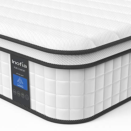 Book Cover Twin Mattress, Inofia Responsive Memory Foam Mattress, Hybrid Innerspring Mattress in a Box, Sleep Cooler with More Pressure Relief & Support, CertiPUR-US Certified, 10 Inch, Single Size