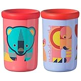 Tommee Tippee Easiflow 360° Spill-Proof Toddler Cup with Travel Lid, Elephant & Bear, 12+ Months, 8 ounces