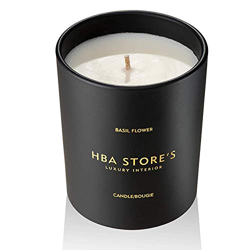 Scented Candles Soy Candle, Anxiety Reducer, Stress Relief Basil Flowers, Aromatherapy Organic Massage Candles, Clean Long Burning, Hand Poured Natural Soy Wax, Strong Fragrance For Home Decoration