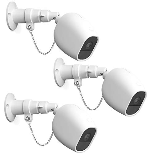 HOLACA Security Outdoor Mount for Arlo pro Arlo pro2 with Anti-Theft Chain,Silicone Protective Case-Extra Protection for Your Arlo Camera (3 Pack, White)