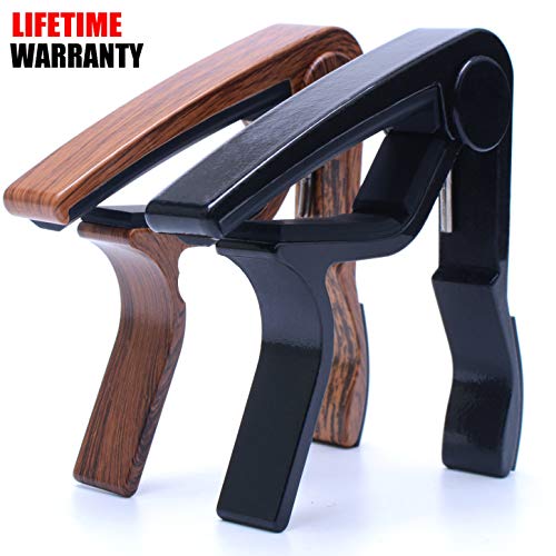 Capo Guitar Capo Rosewood Color Capo Black Capo 2-Pack Guitar Capos for Acoustic,Electric,Ukulele and Bass(1Rosewood+1 Black)