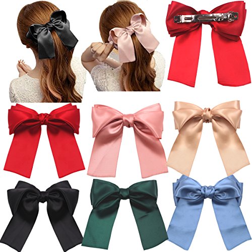 Large Big Huge 8" Soft Silky Chiffon Hair Bow Clip Lolita Party Oversize Handmade Girl French Barrette Style Hair Clips Headbands