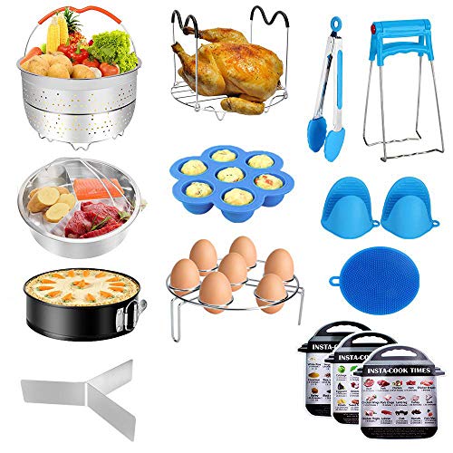 Instant Pot Accessories Set, 73 PCS Instant Pot Accessories Compatible with 5,6,8Qt - 60 Pcs Parchment Papers, 2 Steamer Baskets, Non-stick Springform Pan, Egg Rack, Egg Bites Mold, Kitchen Tong, Dish