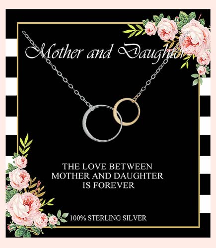 creatique Mother Daughter Necklace - Interlocking Circles Necklace, Mothers Day Jewelry Gifts, Mother's Day Necklaces, Mom and Daughter Necklace - Mother and Daughter Necklace, Sterling Silver