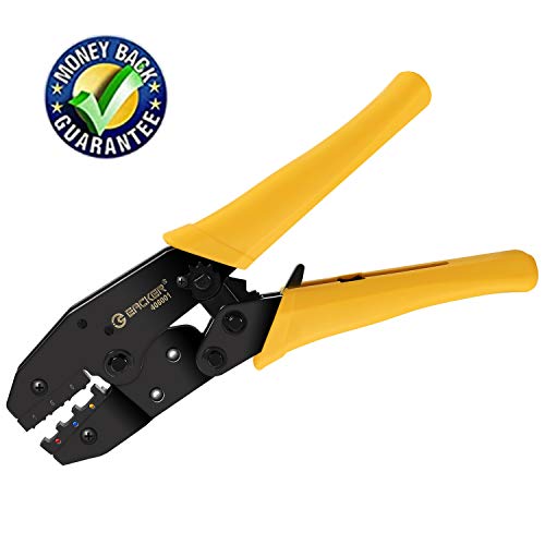Eacker Non-slip Handle Terminal Crimping Tool, High Precision Insulated Wire Terminals Connector Ratcheting Crimper Crimping Pliers for Insulated Electrical Connectors AWG 22-10 Heat Shrink Connectors