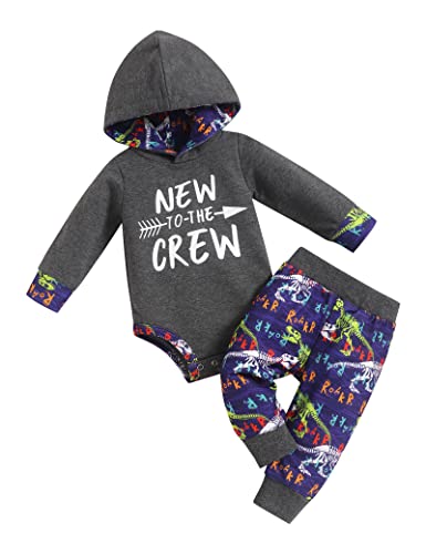 Book Cover itkidboy Newborn Baby Boy Girl Clothes New to The Crew Romper+Pants+Hat Outfits Set